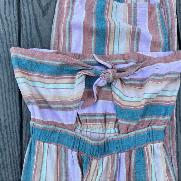 American Eagle size extra small linen blend striped jumper wide leg full length - Picture 7 of 8